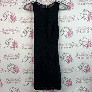 bebe dress lace Lacie floral mesh neckline Elegant Black Lace Midi Dress